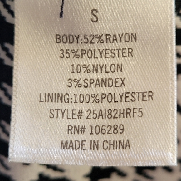 Mi ami Size Small Black & White Checkered Women's Dress Snall Puff Shoulder - Picture 9 of 11